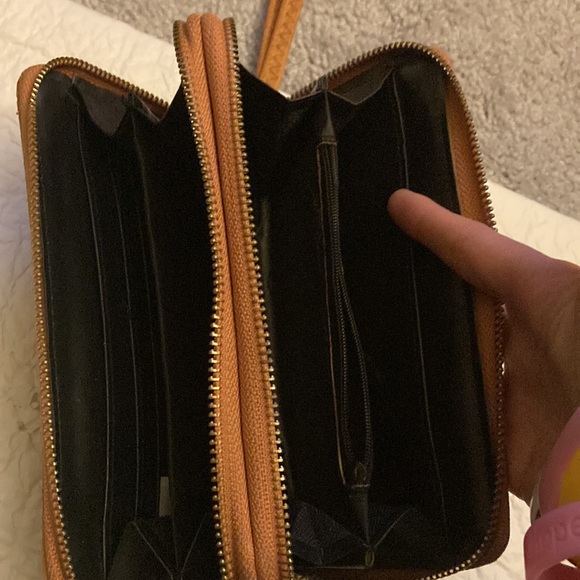 Tan/Brown 2 Zipper Pocket Wallet - Picture 6 of 7